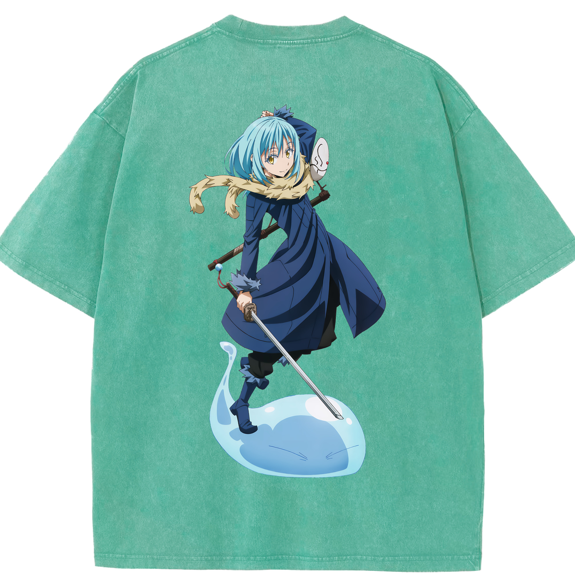 （画像用） 転スラ Regarding Reincarnated to Slime 綿100% ヴィンテージ風 半袖Tシャツ（背面プリント）